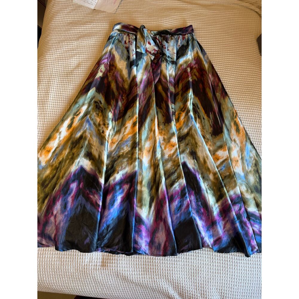 Boho Hippie Tie Dye Retro Silkey Elastic Waist Maxi/ Midi Skirt Lg Her Destiny - Picture 8 of 16